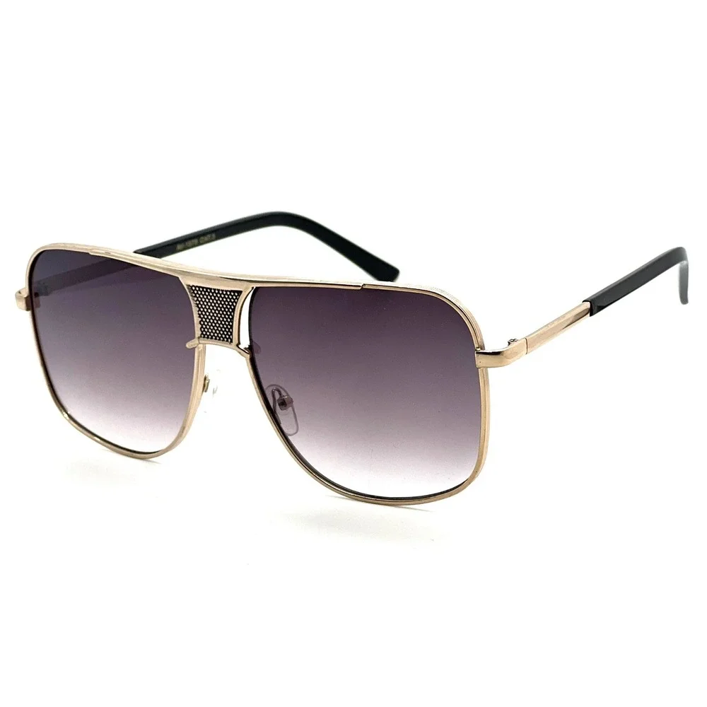 Gold Aviator Sunglasses Square Frame Gradient Lens Fashion Shades Casual Driving